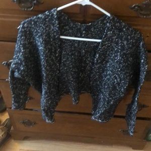 Cropped black and white cardigan